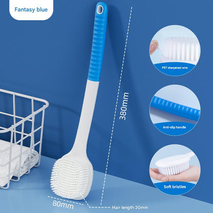 Bath Brush with Soft Wool Back Scrubber – Long Handle Body Brush for Back Scrubbing and Bathing