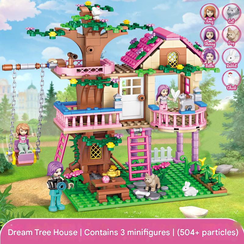 New Compatible LEGO Dream Tree House Building Blocks - Girl Castle Puzzle Assembled Villa House Toy Gift