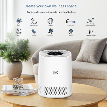 WiFi Smart Air Purifier with Negative Ion Technology, Formaldehyde & PM2.5 Odor Removal - APP Control