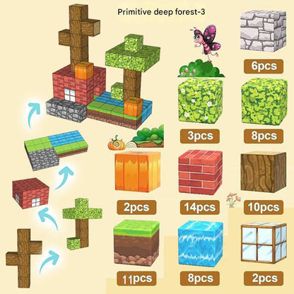 My World Magnetic Block Building Set for Boys & Girls - New Forest Ice & Snow Forest Edition