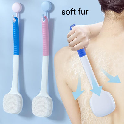 Bath Brush with Soft Wool Back Scrubber – Long Handle Body Brush for Back Scrubbing and Bathing