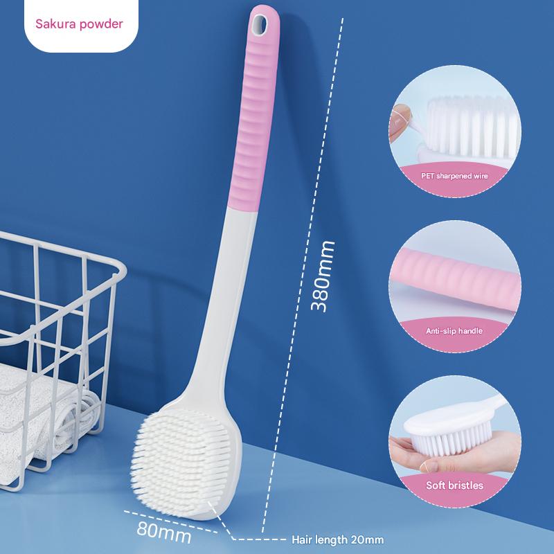 Bath Brush with Soft Wool Back Scrubber – Long Handle Body Brush for Back Scrubbing and Bathing