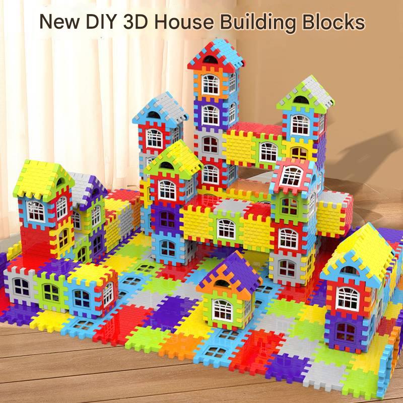 Children's House Building Blocks Puzzle - Large Particle Square Wall & Window Model for Boys and Girls