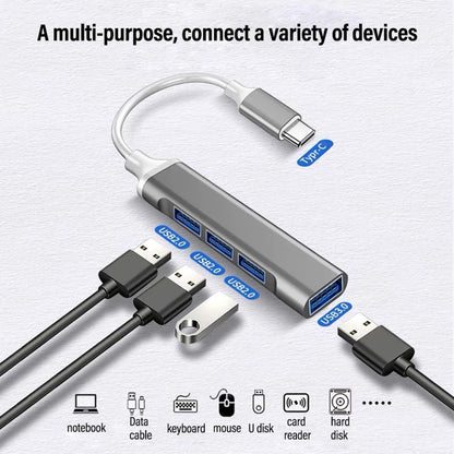 3.0 Type C to USB Ultra-Highspeed Hub Splitter 4Ports In 1