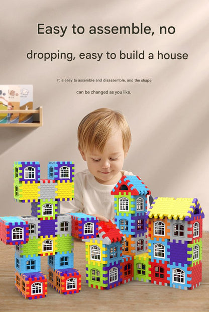 Children's House Building Blocks Puzzle - Large Particle Square Wall & Window Model for Boys and Girls