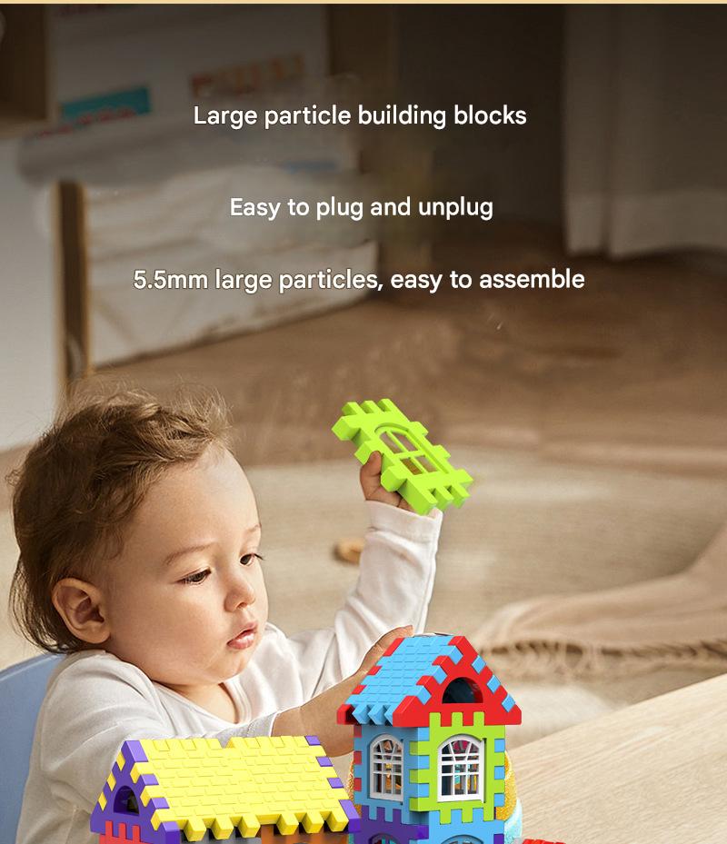 Children's House Building Blocks Puzzle - Large Particle Square Wall & Window Model for Boys and Girls