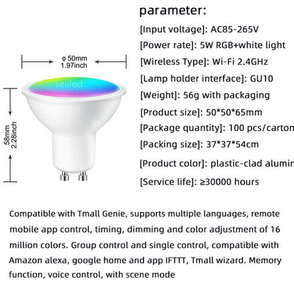 WIFI Smart Spotlight GU10 RGBCW