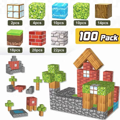 My World Magnetic Block Building Set for Boys & Girls - New Forest Ice & Snow Forest Edition