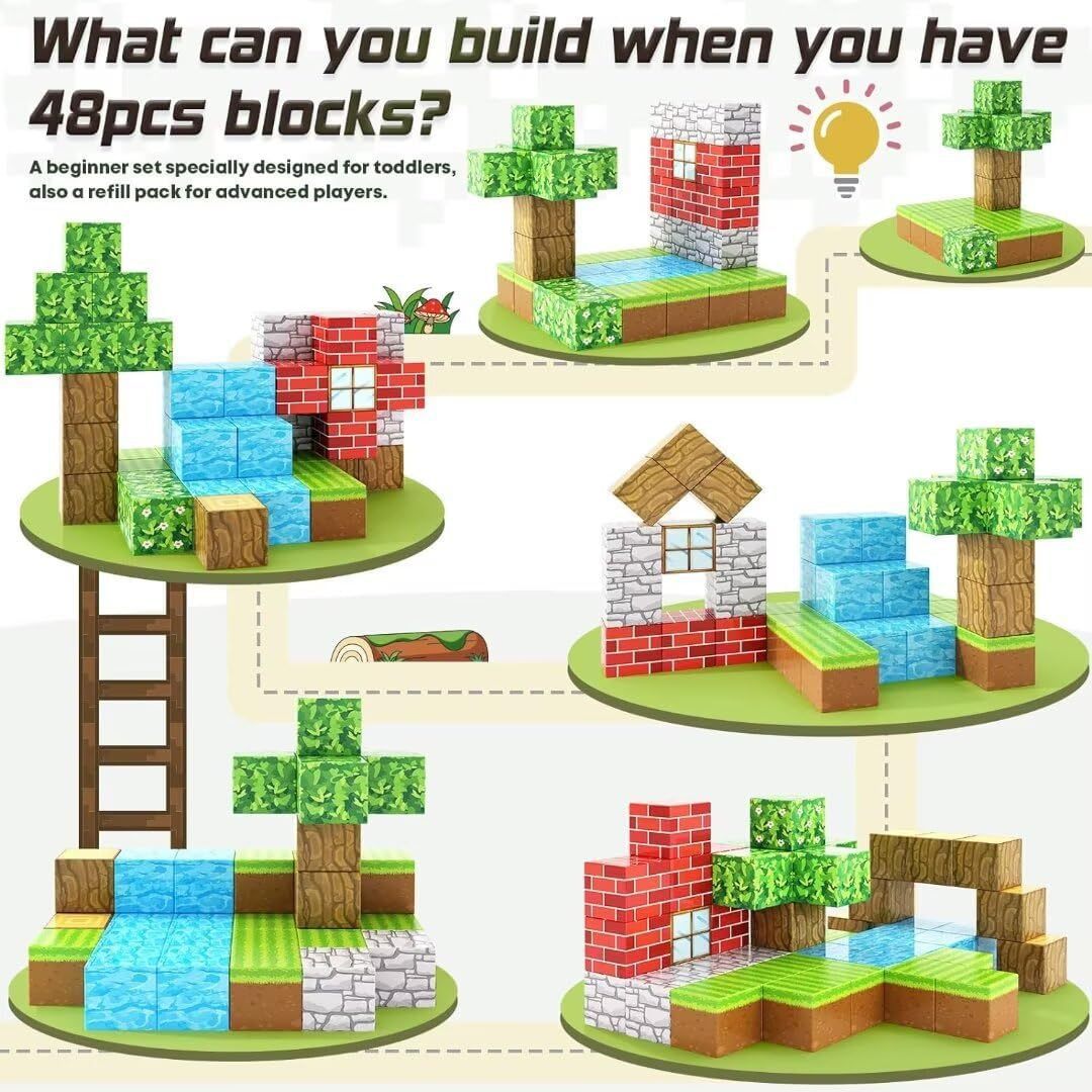 My World Magnetic Block Building Set for Boys & Girls - New Forest Ice & Snow Forest Edition