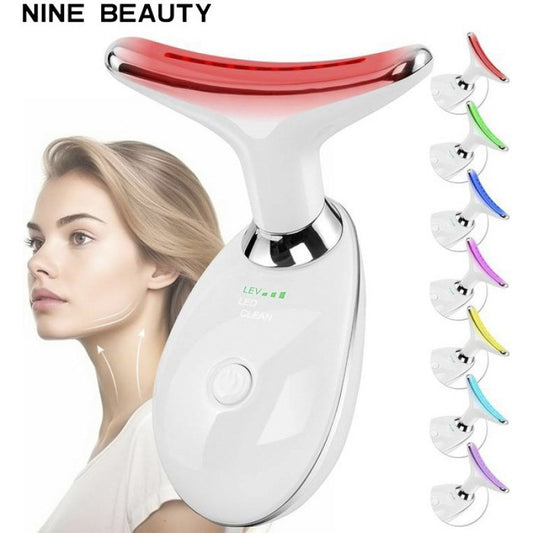 Facial and Neck Massager with 7 Colors - Rejuvenation, Relaxation & Firmness, Portable Ergonomic Design for Home Skincare