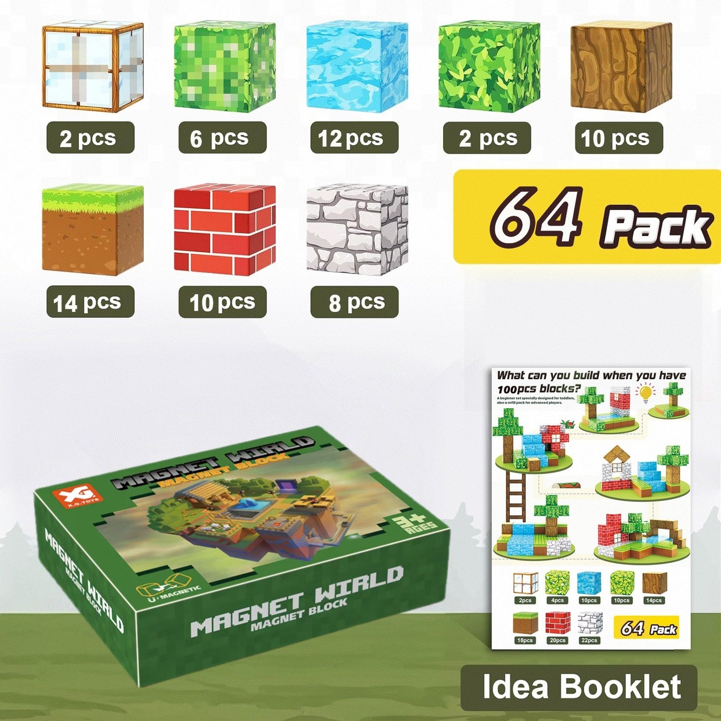 My World Magnetic Block Building Set for Boys & Girls - New Forest Ice & Snow Forest Edition