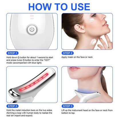 Facial and Neck Massager with 7 Colors - Rejuvenation, Relaxation & Firmness, Portable Ergonomic Design for Home Skincare