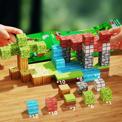 My World Magnetic Block Building Set for Boys & Girls - New Forest Ice & Snow Forest Edition