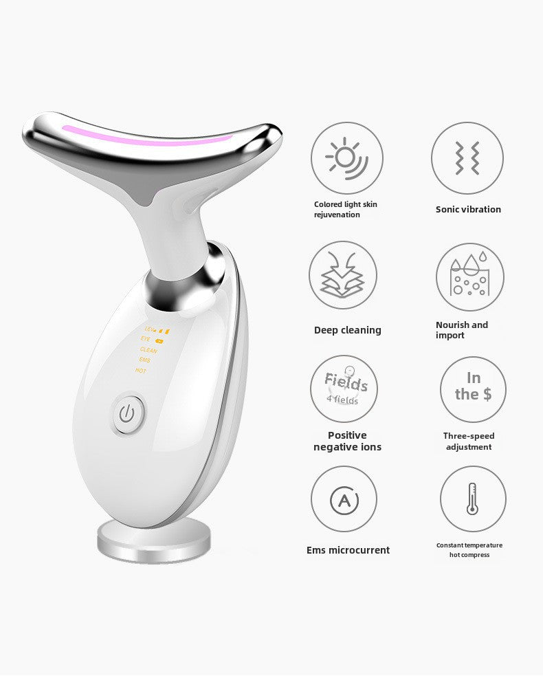 Facial and Neck Massager with 7 Colors - Rejuvenation, Relaxation & Firmness, Portable Ergonomic Design for Home Skincare