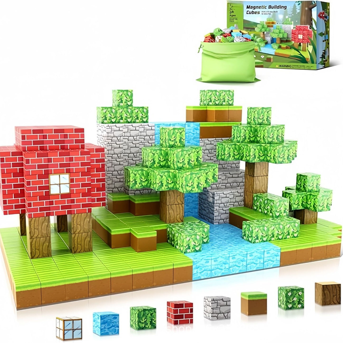 My World Magnetic Block Building Set for Boys & Girls - New Forest Ice & Snow Forest Edition