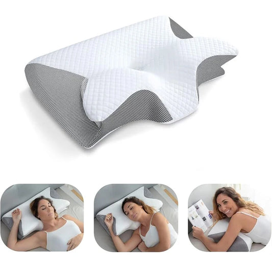 Memory Foam Cervical Pillow – 2-in-1 Ergonomic Contour Orthopedic Neck Support Pillow for Neck Pain Relief