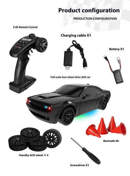 Professional RC Dodge Challenger Hellcat Remote Control Car – 4WD High-Speed Drift Racing, Sports Car with Dedicated Charging System