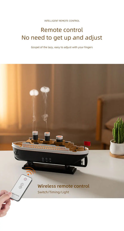 Cool Mist Ship Aromatherapy Diffuser - Home Essential Oil Humidifier, Nautical Gift Model