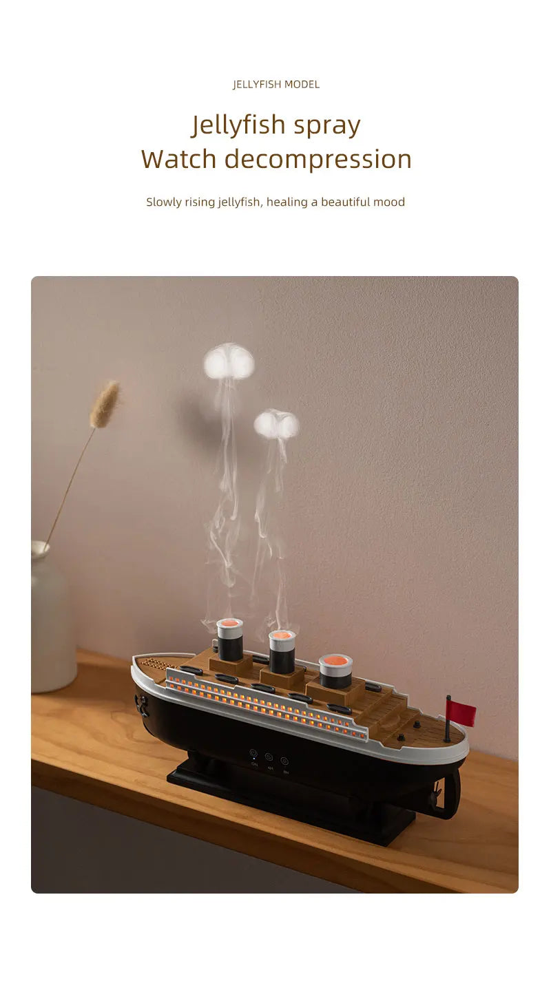 Cool Mist Ship Aromatherapy Diffuser - Home Essential Oil Humidifier, Nautical Gift Model