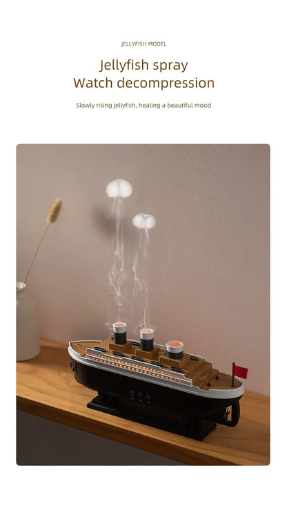 Cool Mist Ship Aromatherapy Diffuser - Home Essential Oil Humidifier, Nautical Gift Model