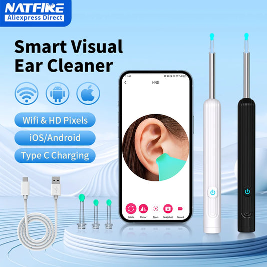 Smart Visual Ear Cleaner with Camera – 1296P Ear Wax Removal Tool with USB-C Charging & 6 LED Lights