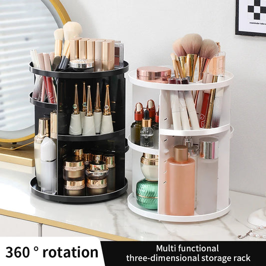 360 Degree Rotating Makeup Storage Box – Transparent Desktop Organizer for Perfume, Skin Care & Cosmetics