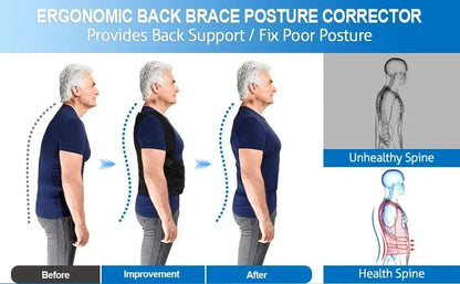 Posture Corrector Back Orthopedic Straps – Fully Adjustable Spinal Brace for Men and Women, Comfortable Upper Back Brace