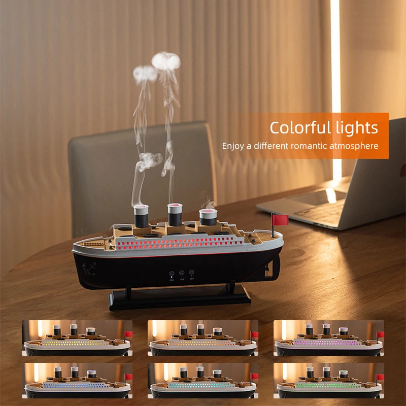 Cool Mist Ship Aromatherapy Diffuser - Home Essential Oil Humidifier, Nautical Gift Model