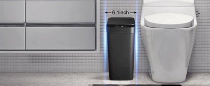 2 Pack 12L Bathroom Automatic Trash Can – Touchless Motion Sensor Slim Garbage Can with Lid for Bedroom, Living Room & Office