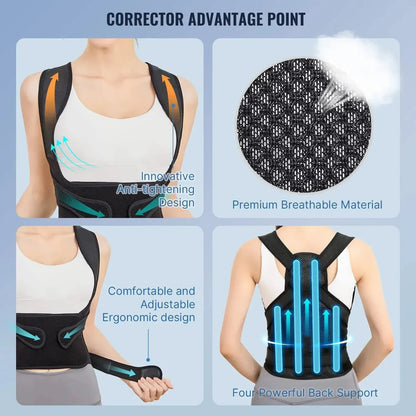 Posture Corrector Back Orthopedic Straps – Fully Adjustable Spinal Brace for Men and Women, Comfortable Upper Back Brace