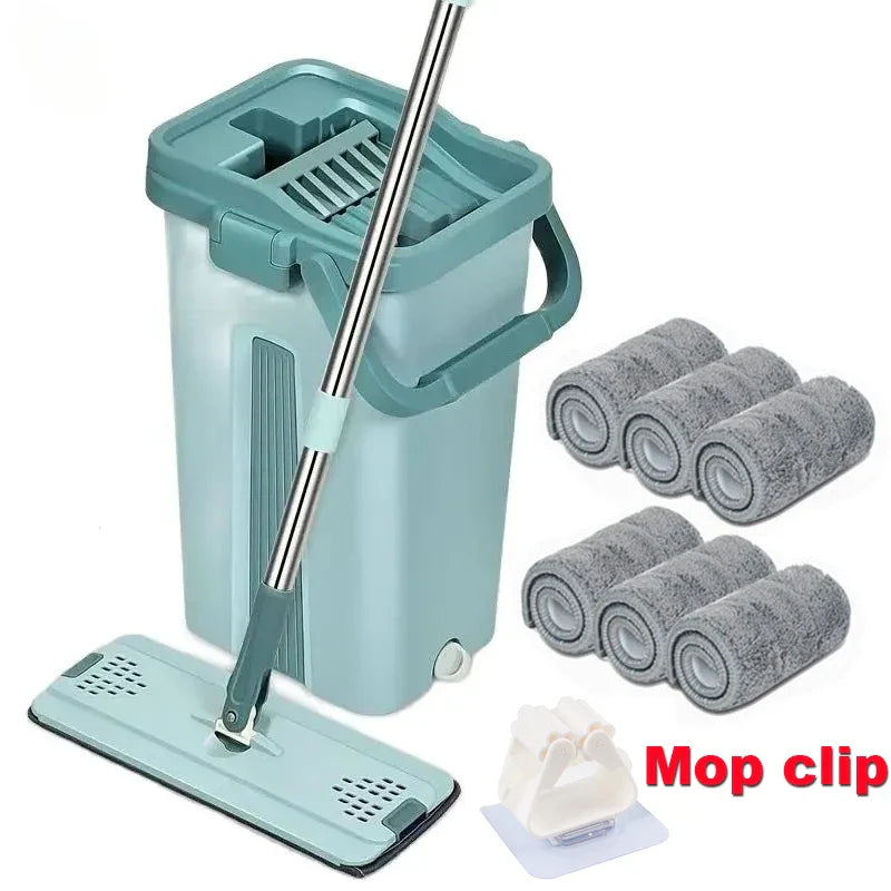 Flat Squeeze Mop with Hand Free Bucket For Floor Cleaning