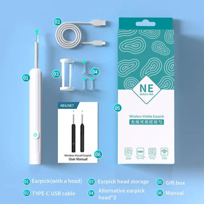 Smart Visual Ear Cleaner with Camera – 1296P Ear Wax Removal Tool with USB-C Charging & 6 LED Lights