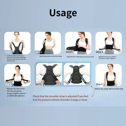 Posture Corrector Back Orthopedic Straps – Fully Adjustable Spinal Brace for Men and Women, Comfortable Upper Back Brace