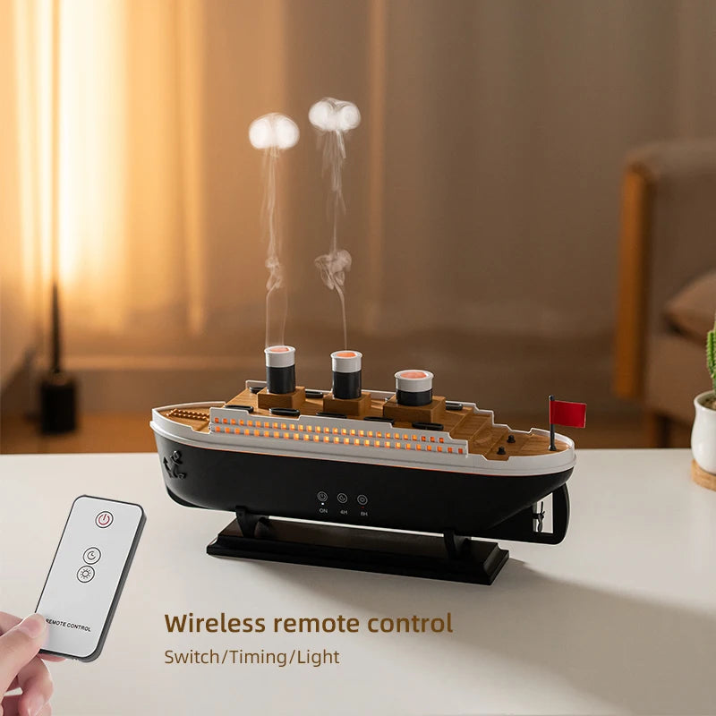 Cool Mist Ship Aromatherapy Diffuser - Home Essential Oil Humidifier, Nautical Gift Model