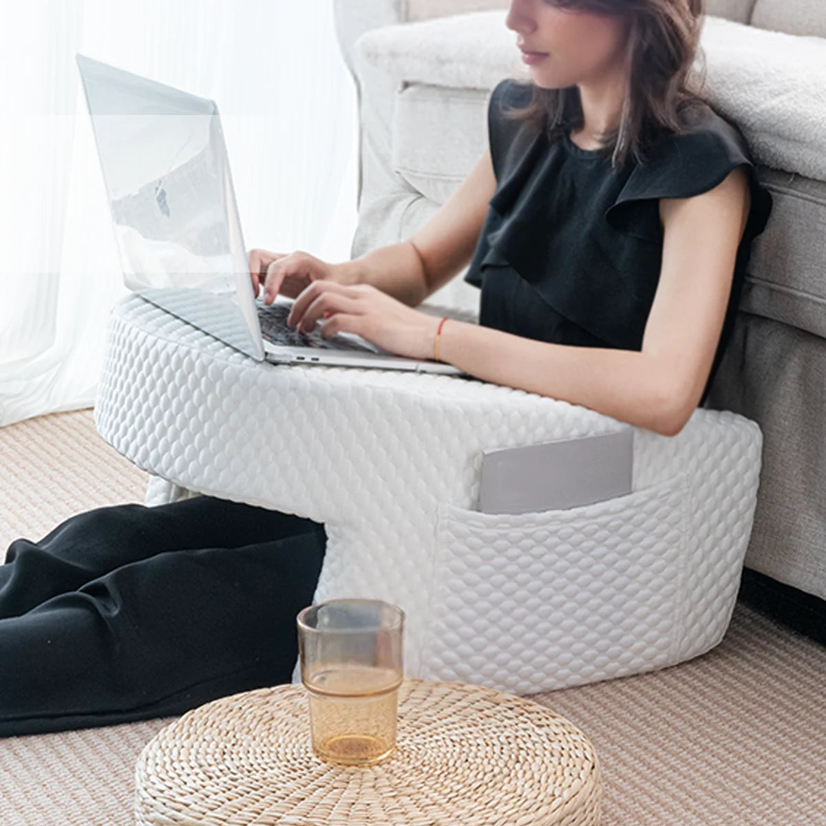 Reading Pillow with Arm Rest and Lap Desk – Perfect for Gaming, Working, and Floor Sitting, with Removable & Washable Cover