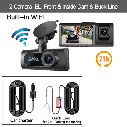 3 Channel WiFi Car DVR HD 1080P 3-Lens Vehicle Dash Cam Three Way Camera DVRs Recorder Video Registrator Dashcam Camcorder