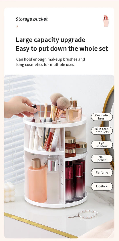 360 Degree Rotating Makeup Storage Box – Transparent Desktop Organizer for Perfume, Skin Care & Cosmetics