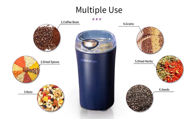 Coffee Bean Grinder & Baby Food Maker – Electric Kitchen Cereal Chopper with 8 Blades, Portable & Washable Blender, New Gift Idea