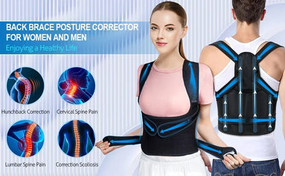 Posture Corrector Back Orthopedic Straps – Fully Adjustable Spinal Brace for Men and Women, Comfortable Upper Back Brace