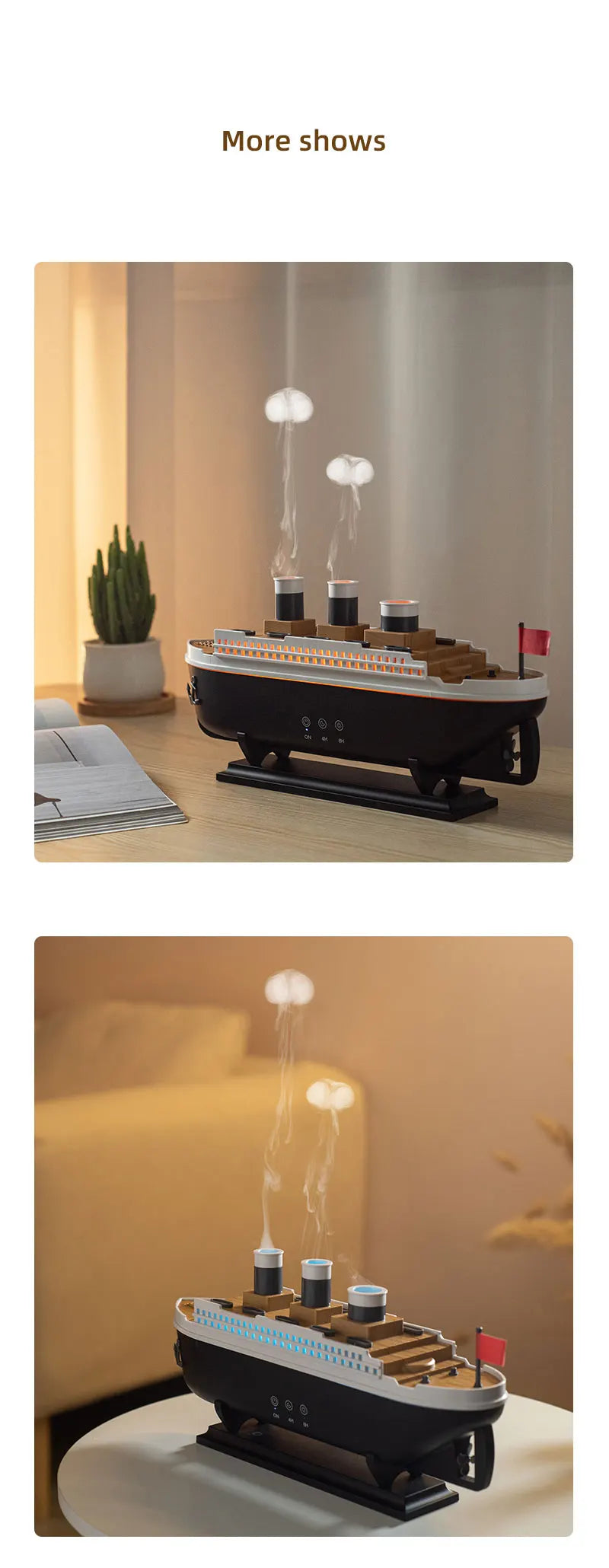 Cool Mist Ship Aromatherapy Diffuser - Home Essential Oil Humidifier, Nautical Gift Model