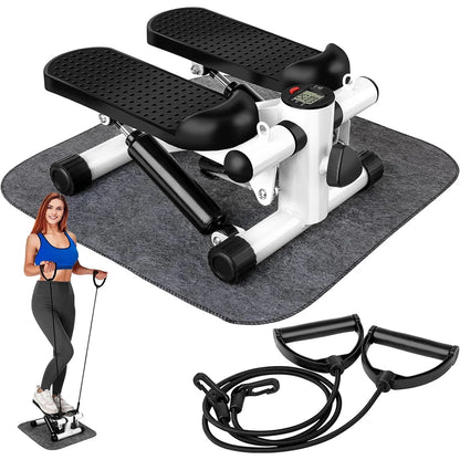 Mini Stepper Stair Stepper Max 120kg Twist Stepper Machine LED Display Fitness Stepper with Pull Rope Exercise Equipment