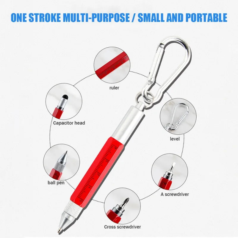 6 In 1 Small Ballpoint Rotating Metal Screwdriver Keychain