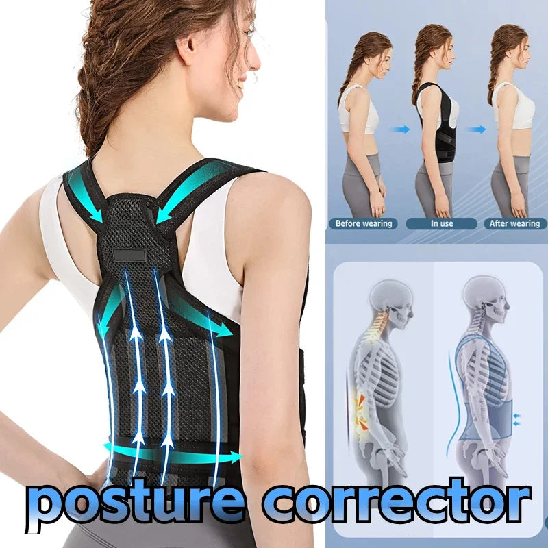 Posture Corrector Back Orthopedic Straps – Fully Adjustable Spinal Brace for Men and Women, Comfortable Upper Back Brace