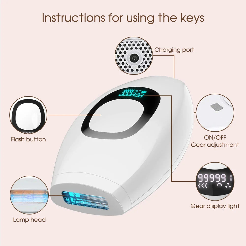 999,999 Flashes IPL Epilator – Painless Laser Hair Removal for Bikini & Facial, Professional Depilator Device with LCD Display