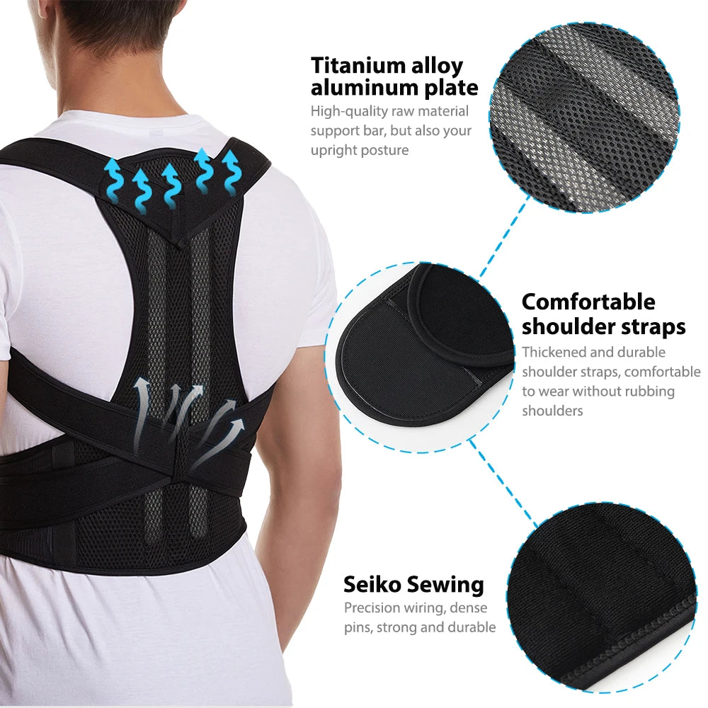 Upper Back Posture Corrector – Clavicle Support & Back Straightening Shoulder Brace Strap