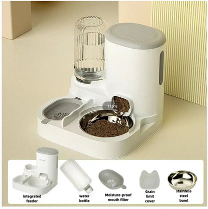 Automatic Pet Feeder & Water Dispenser for Cats & Dogs – Integrated Food Bowl & Drinking Basin for Pets