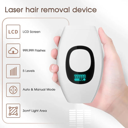 999,999 Flashes IPL Epilator – Painless Laser Hair Removal for Bikini & Facial, Professional Depilator Device with LCD Display