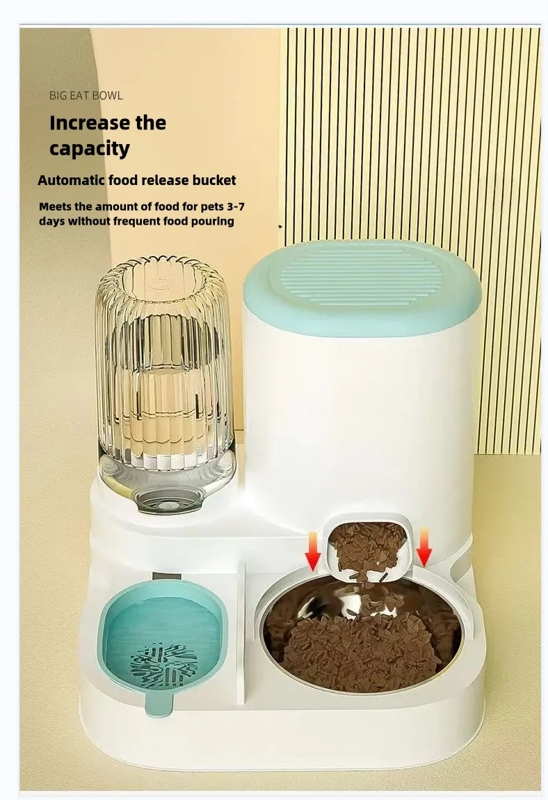 Automatic Pet Feeder & Water Dispenser for Cats & Dogs – Integrated Food Bowl & Drinking Basin for Pets