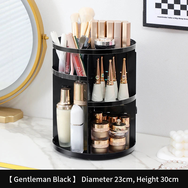 360 Degree Rotating Makeup Storage Box – Transparent Desktop Organizer for Perfume, Skin Care & Cosmetics