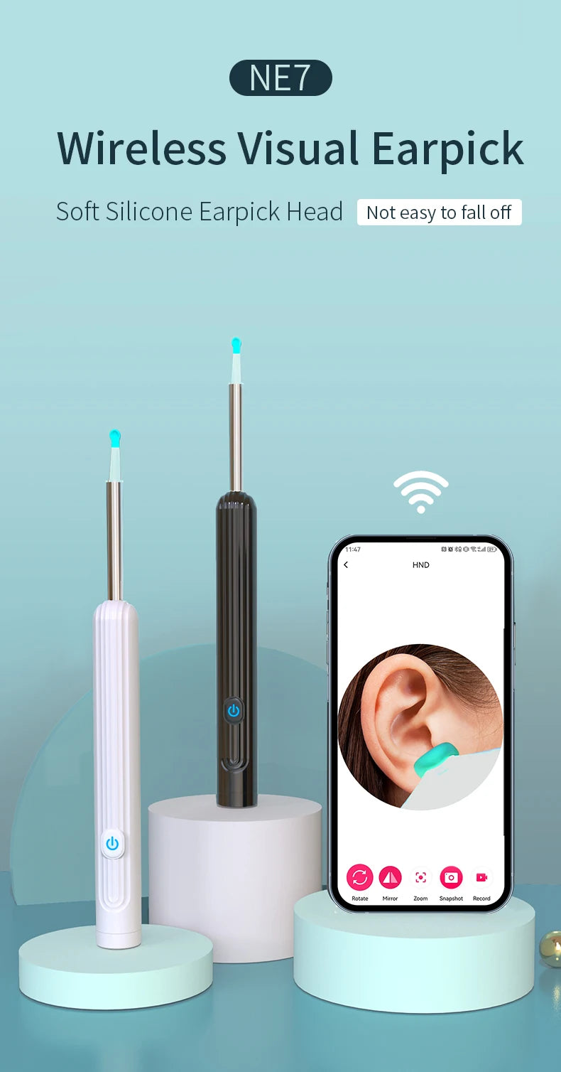 Smart Visual Ear Cleaner with Camera – 1296P Ear Wax Removal Tool with USB-C Charging & 6 LED Lights